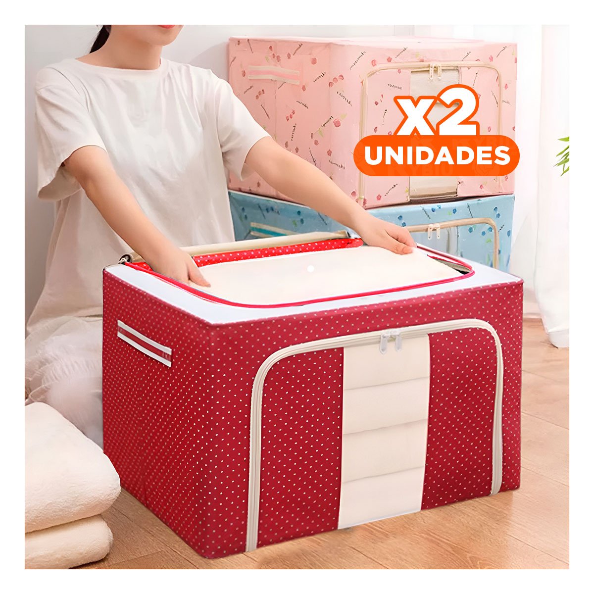 PACK2 DEPOSITO ORGANIZADOR PLEGABLE PARA HOGAR CON USO DIARIO Y ESPACIOS ORDENADOS - 1