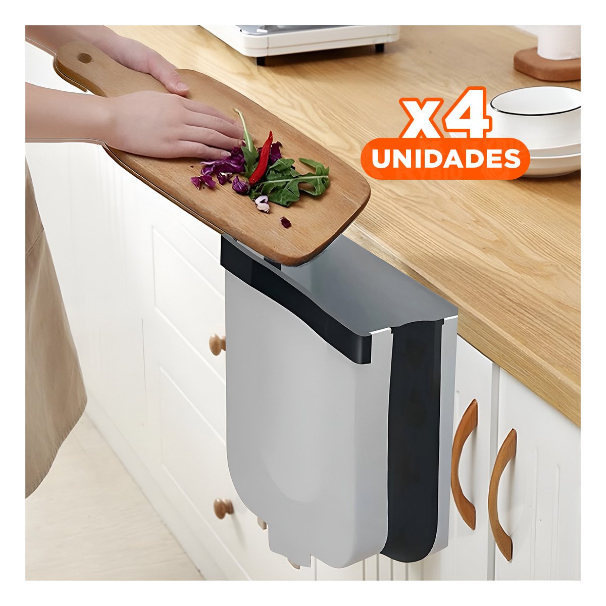 PACK4 CUBETA PLEGABLE PARA OFICINA MANTIENE LIMPIEZA Y FACIL ORGANIZACION Y+PAPEL REGALO - 1