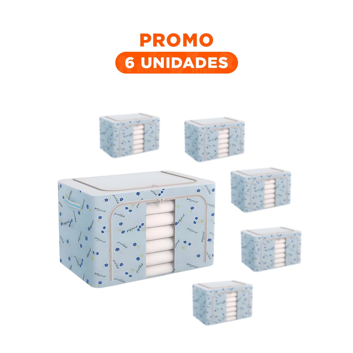 PACK6 CANASTA DE GUARDADO PLEGABLE CON CEREZAS PARA DORMITORIO Y CLOSET Y+REGALO STICKER - 1