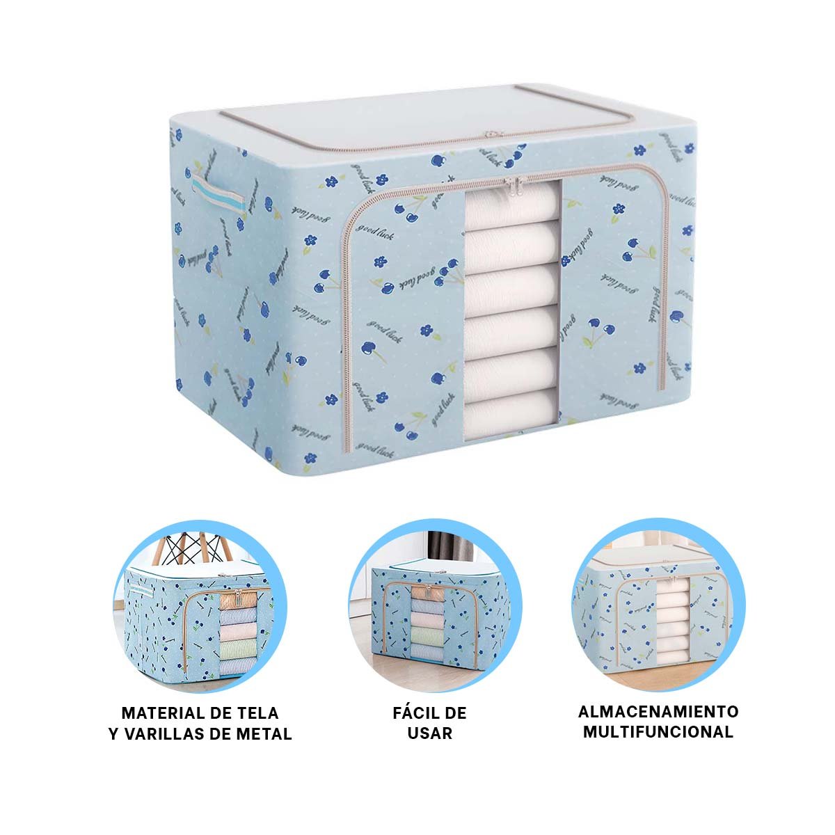 CONTENEDOR ORGANIZADOR PLEGABLE CON CEREZAS PARA ORDEN EN CASA Y DORMITORIO Y+PAPEL REGALO - 5