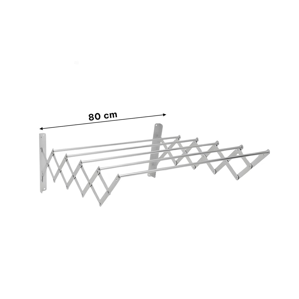TENDERO PLEGABLE ACORDEON PLATEADO 5 BARRAS 80CM PARA HOGAR PRACTICO - 4