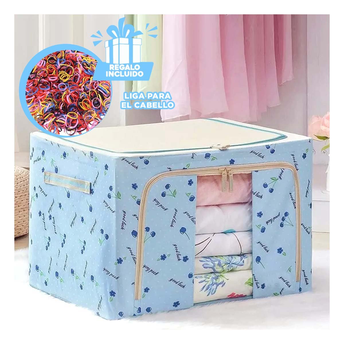 CAJA ALMACENADORA PLEGABLE CON ESTILO DE CEREZAS PARA ORDEN DIARIO EN CASA Y+LIGAS REGALO - 2