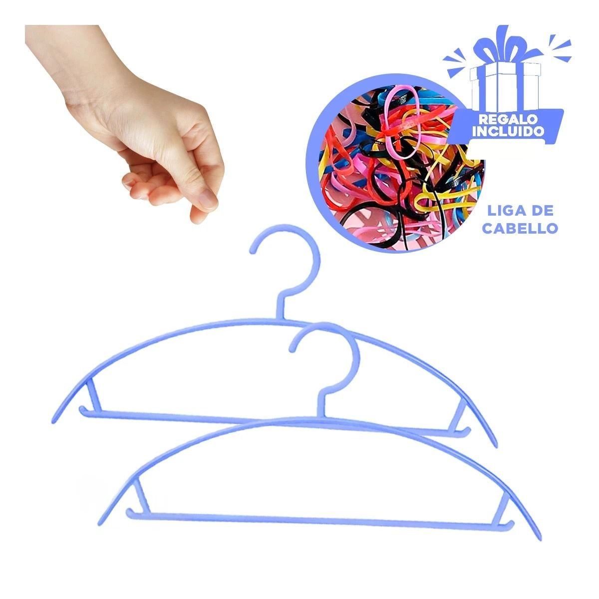 SOPORTE DE ROPA DE PLASTICO AZUL MEDIA LUNA 4 PIEZAS PARA USO DIARIO Y+LIGAS REGALO - 2