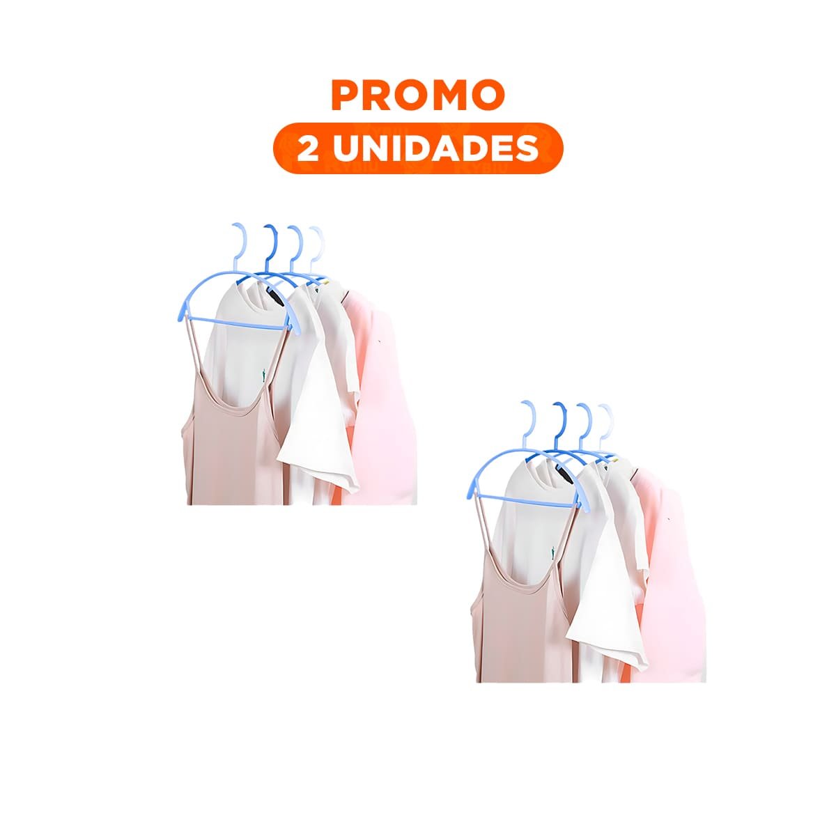 PACK2 PERCHA LIVIANA DE PLASTICO AZUL MEDIA LUNA 4 PIEZAS PARA CASA Y+REGALO STICKER - 1