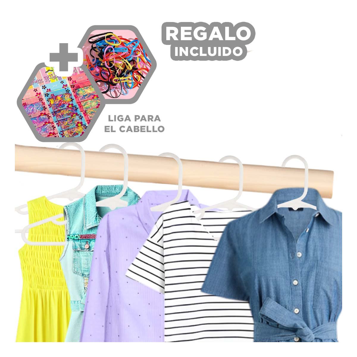 HOLDER DE PLASTICO PARA ALMACENAR PRENDAS DEL HOGAR 5 PIEZAS 15X29CM BLANCO Y+LIGAS REGALO - 2