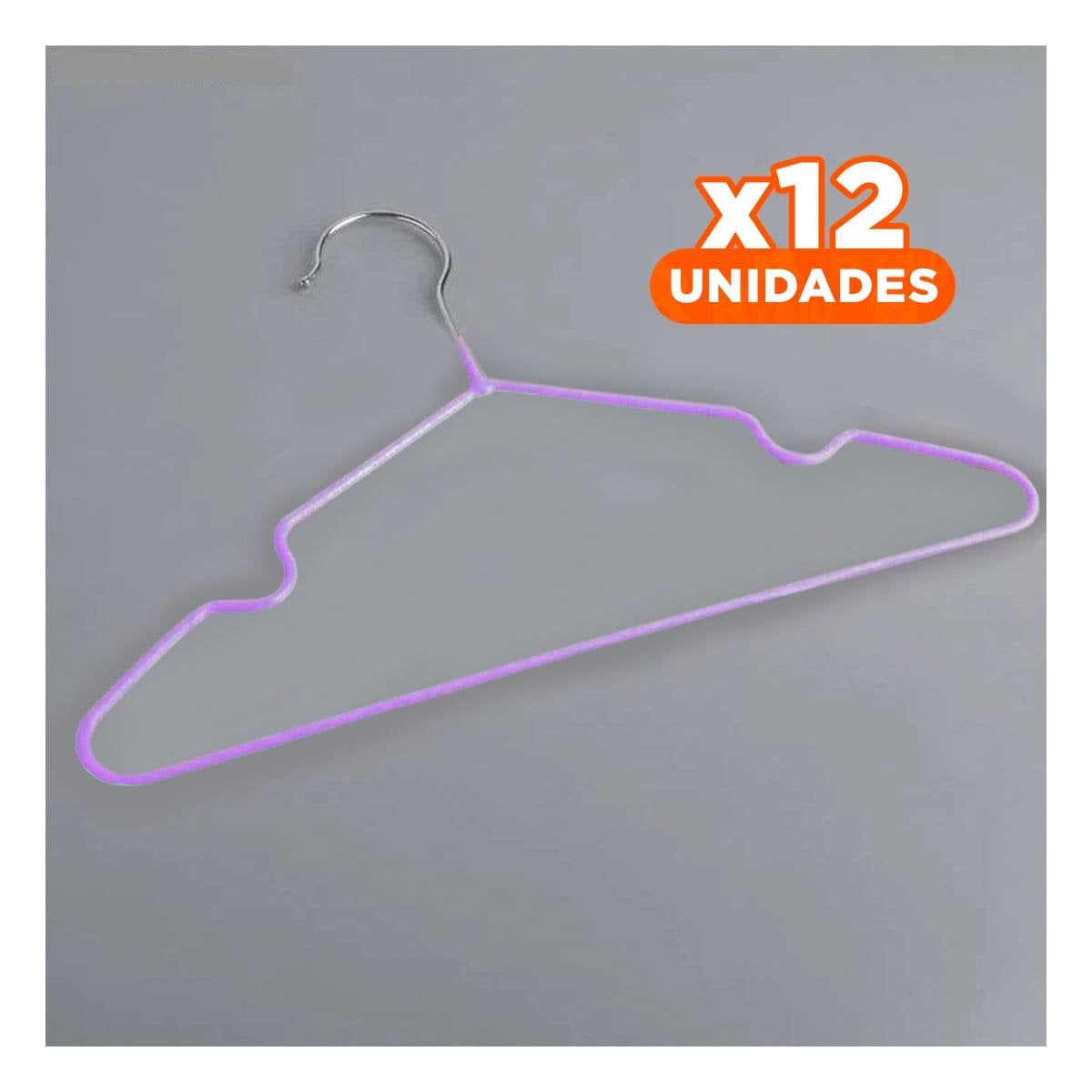 PACK12 COLGANTE PRACTICO DE ALAMBRE CON PLASTICO LILA 5 PIEZAS PARA CLOSET Y+REGALO STICKER - 1