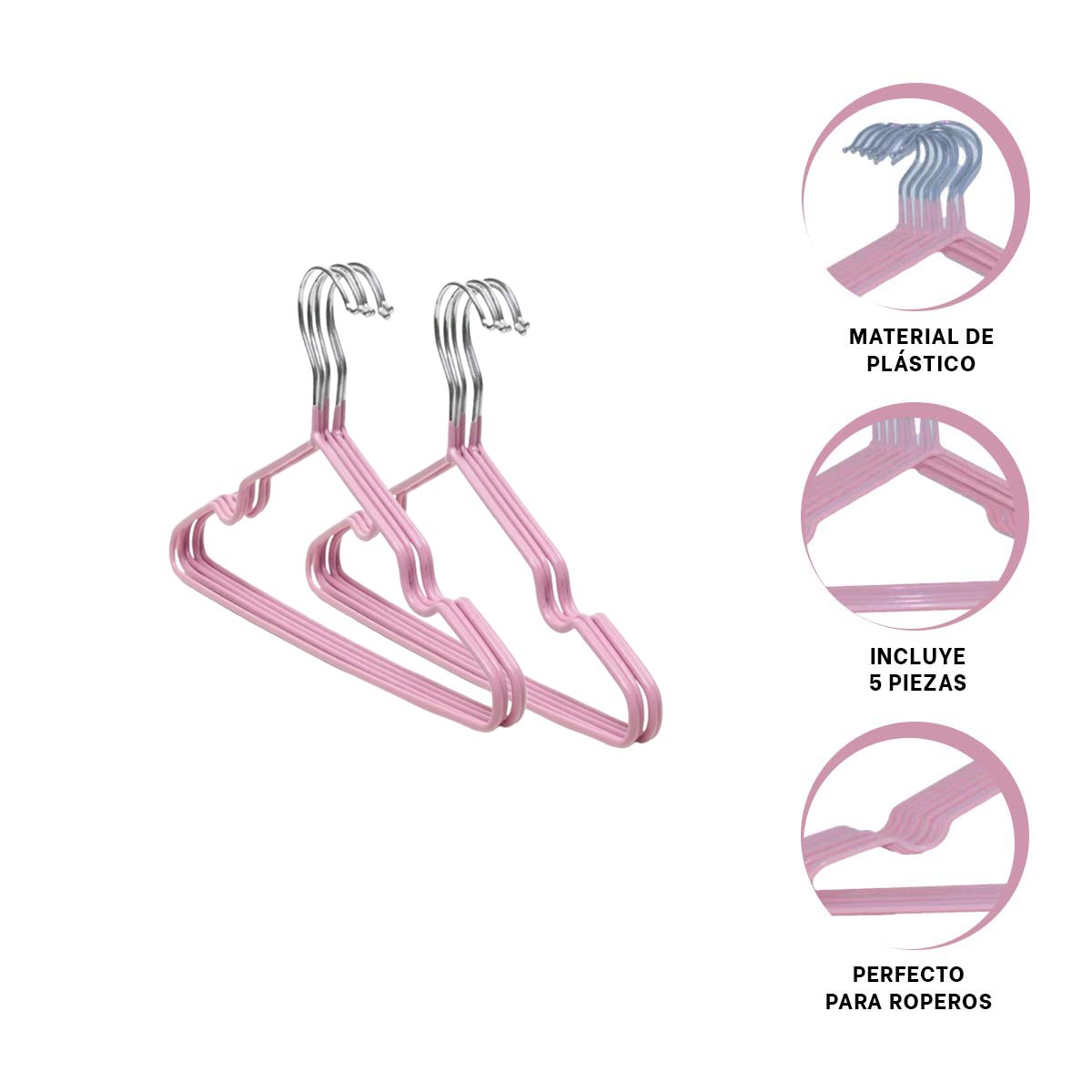 HOLDER FUNCIONAL PARA COLGAR TU ESTILO FAVORITO 5 PIEZAS 20X40,5CM ROSADO Y+POST IT - 5