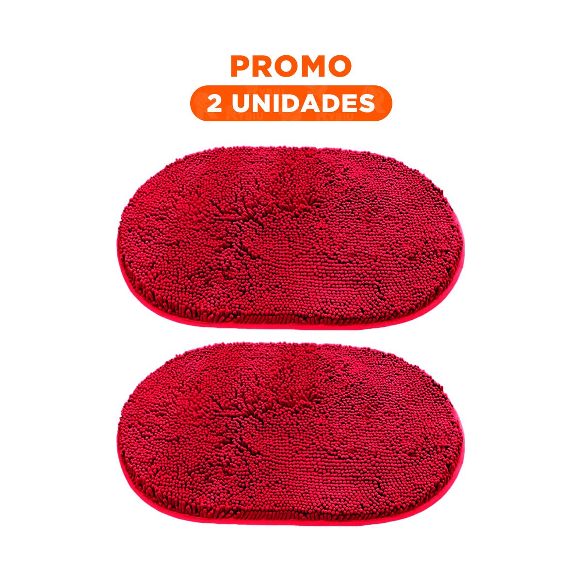 PACK2 PIEZA DECORATIVA OVALADA DE MICROFIBRA 40X60CM ROJO PARA BANO Y+REGALO STICKER - 1