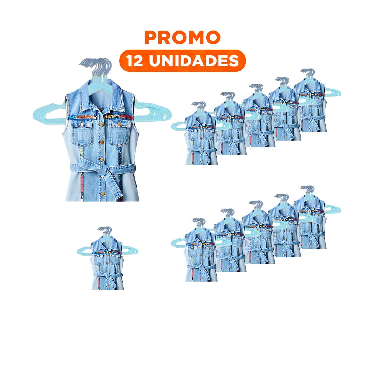 PACK12 PERCHA CONFIABLE PARA TU COLECCION FAVORITA 5 PIEZAS 20X40,5CM CELESTE - 1