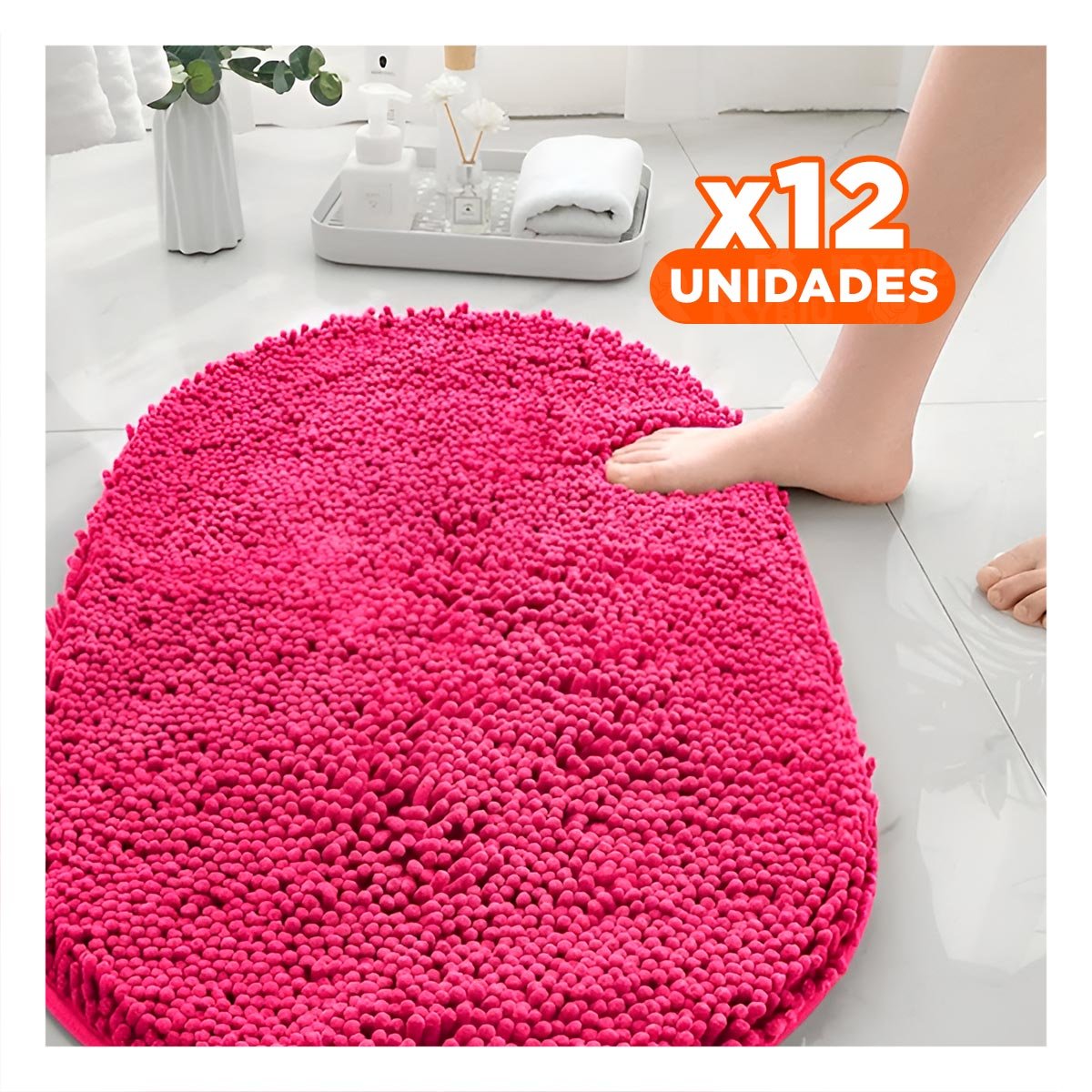 PACK12 PROPUESTA DECORATIVA OVALADA DE MICROFIBRA 40X60CM FUCSIA PARA BANO Y+PAPEL REGALO - 1