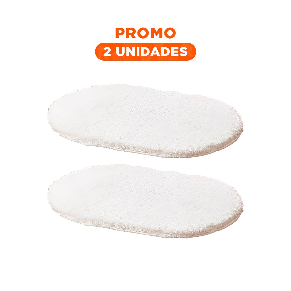 PACK2 ELEMENTO TEXTIL DE PISO OVALADO DE MICROFIBRA 40X60CM CREMA Y+REGALO STICKER - 1