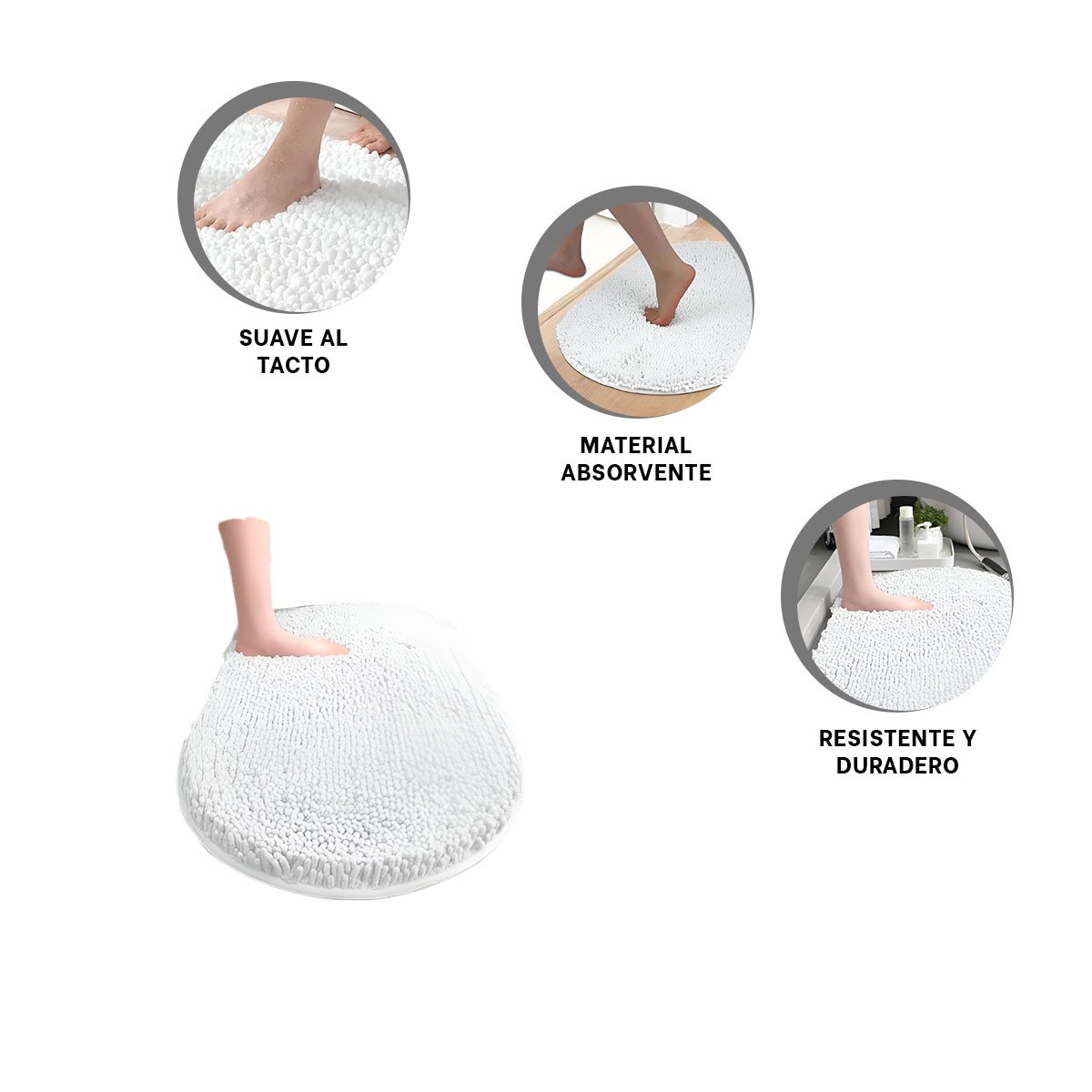 ALFOMBRA OVALADA DE MICROFIBRA 40X60CM CREMA PARA PISO DE BANO Y DORMITORIO Y+PAPEL REGALO - 5