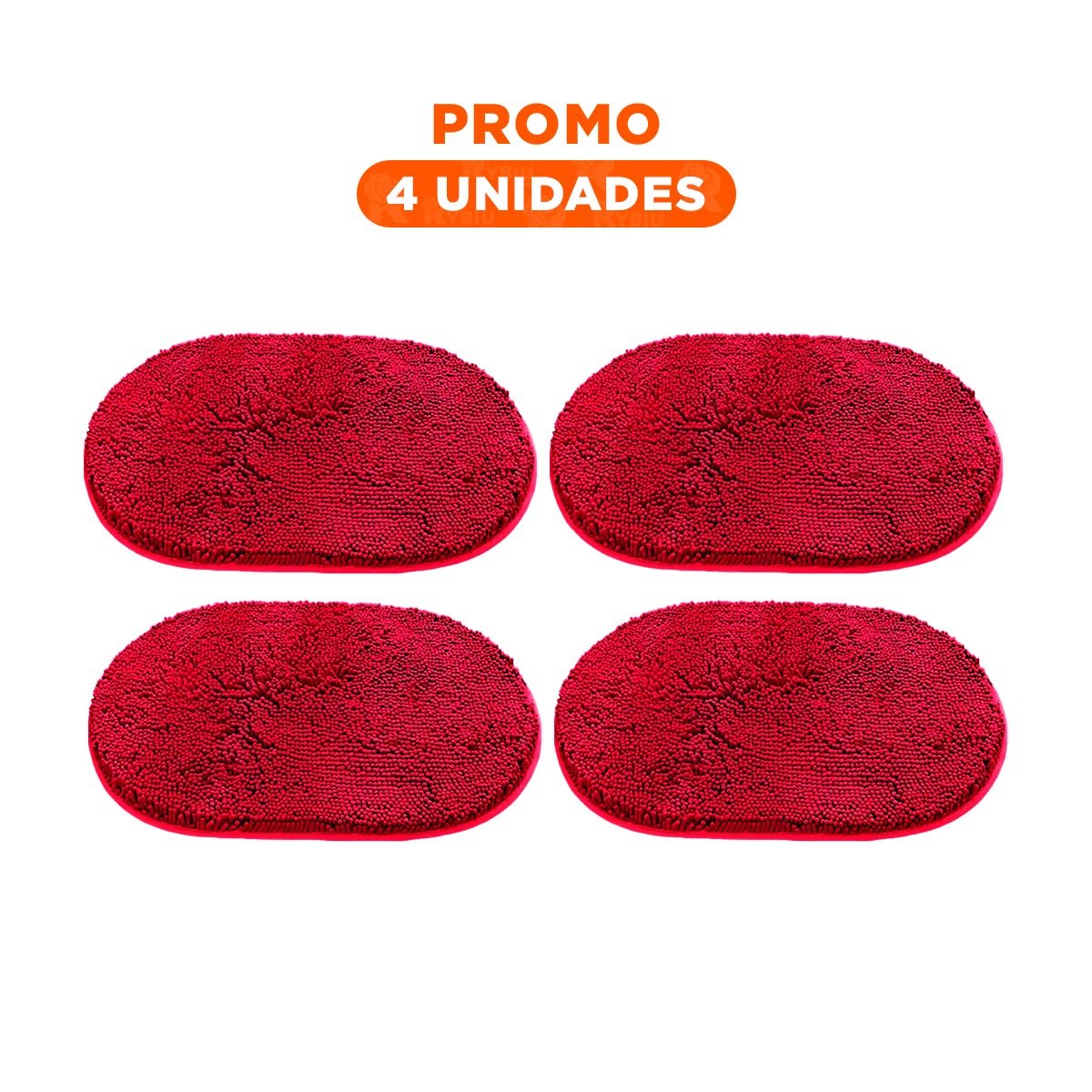 PACK4 ARTICULO TEXTIL OVALADO DE MICROFIBRA 40X60CM ROJO USO INTERIOR - 1