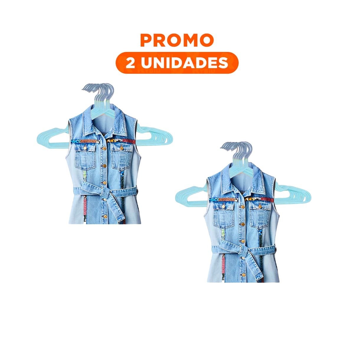 PACK2 RACK RESISTENTE LISTO PARA MULTIPLES PRENDAS 5 PIEZAS 20X40,5CM CELESTE Y+REGALO STICKER - 1