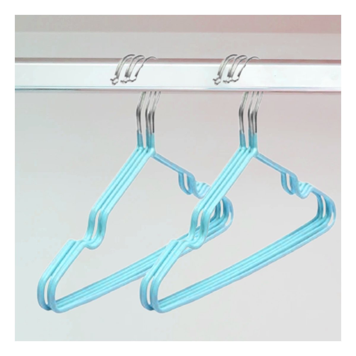 PACK2 RACK RESISTENTE LISTO PARA MULTIPLES PRENDAS 5 PIEZAS 20X40,5CM CELESTE Y+REGALO STICKER - 5