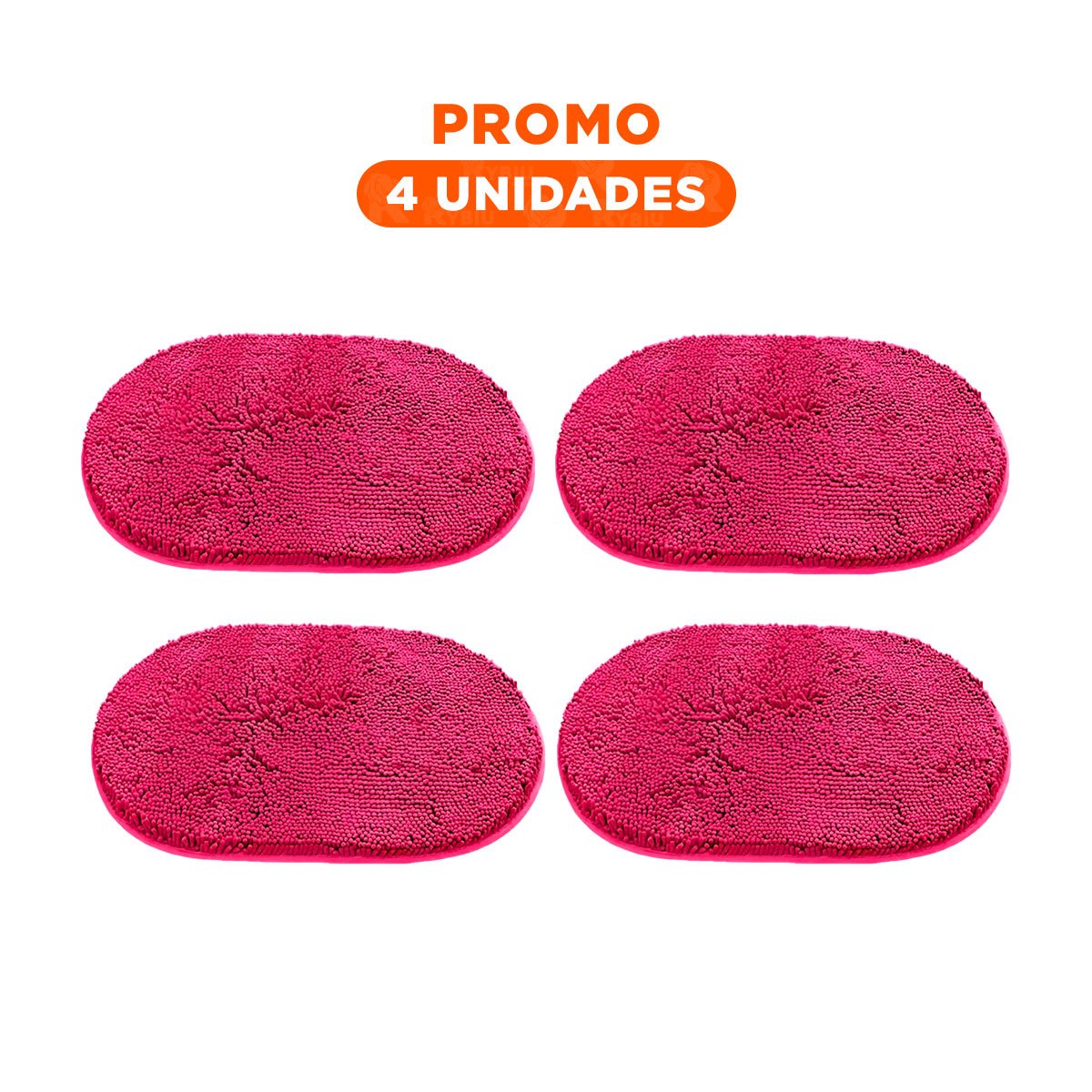 PACK4 DETALLE TEXTIL OVALADO DE MICROFIBRA 40X60CM FUCSIA PARA PISO DE BANO - 1