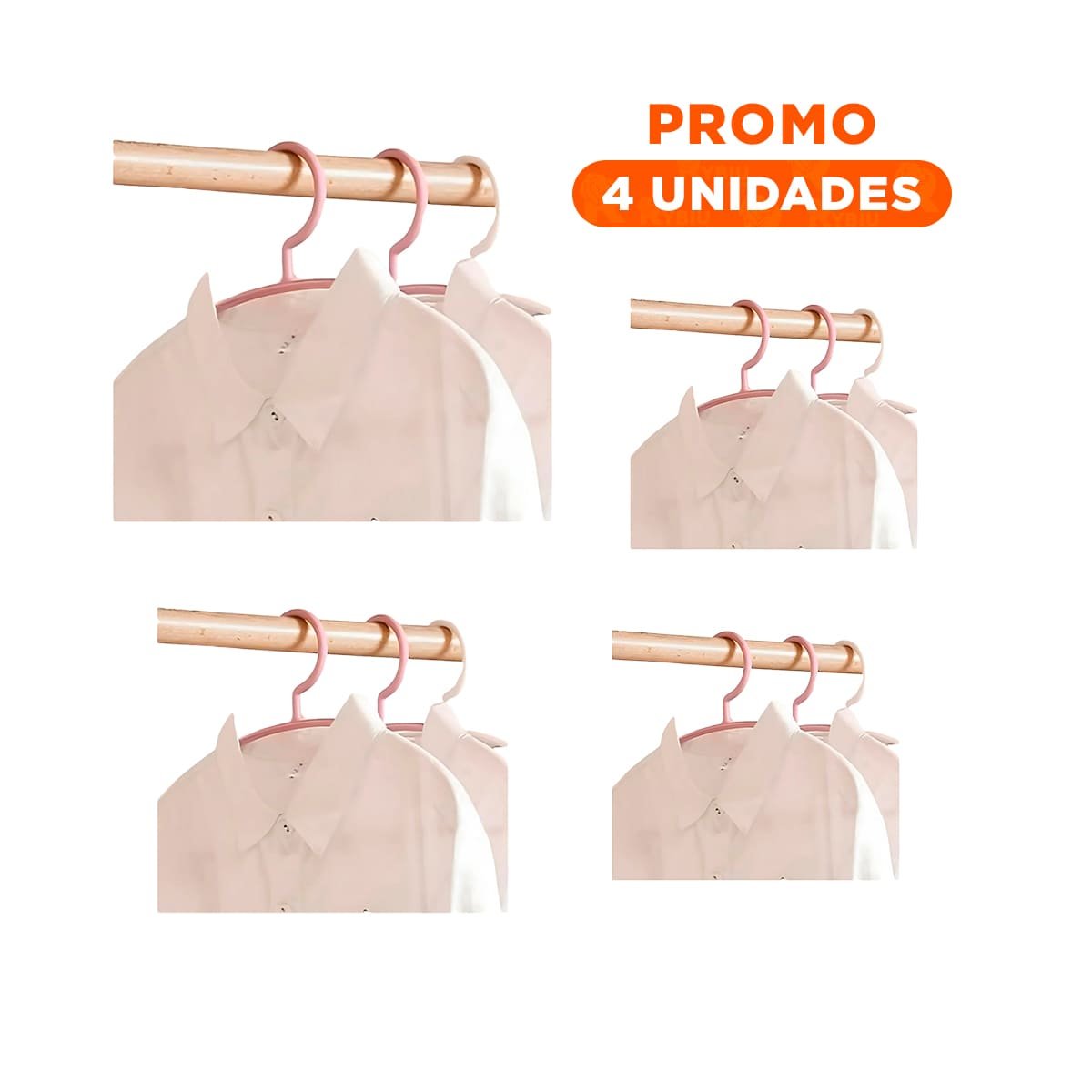 PACK4 SOPORTE CURVO DE PLASTICO ROSADO MEDIA LUNA DE 4 PIEZAS PARA CASA - 1
