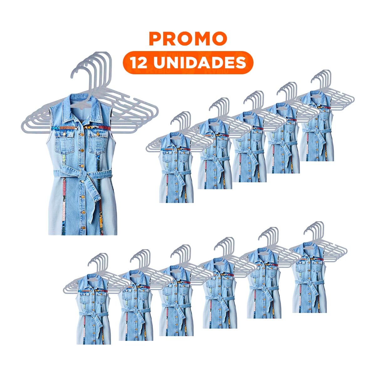 PACK12 RACKITO PARA GUARDAR LA ROPA DEL DIA A DIA FACIL DE ALCANZAR 5 PIEZAS 15X29CM PLOMO - 1
