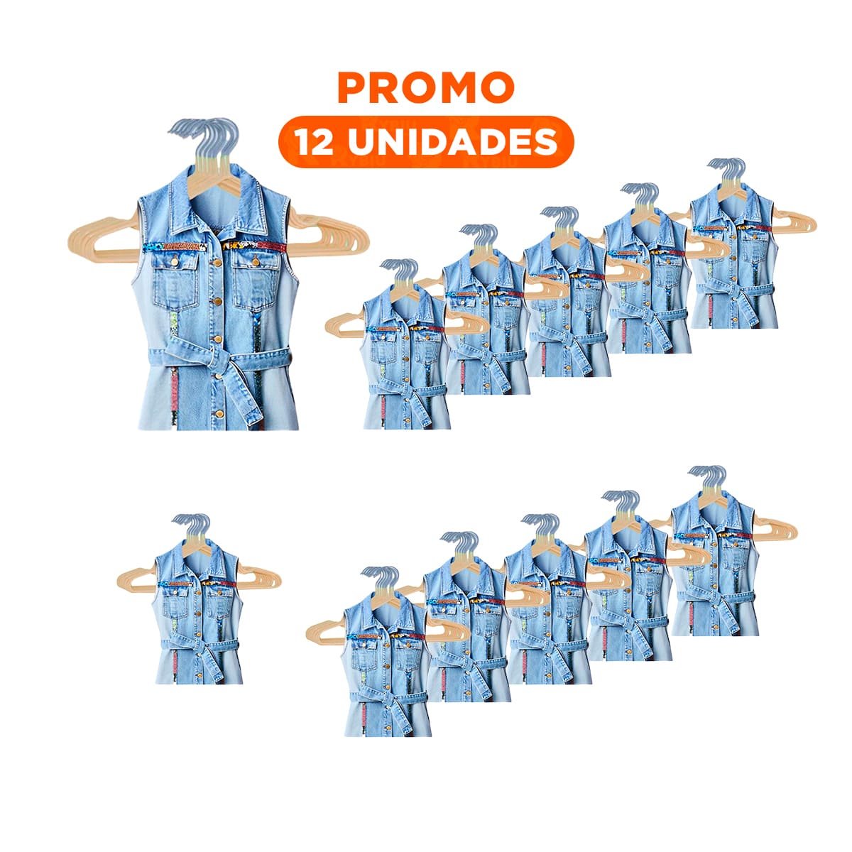 PACK12 ORGANIZADOR DE ALAMBRE FACIL DE USAR Y PRACTICO PARA ROPA 5 PIEZAS 20X40,5CM CREMA - 1