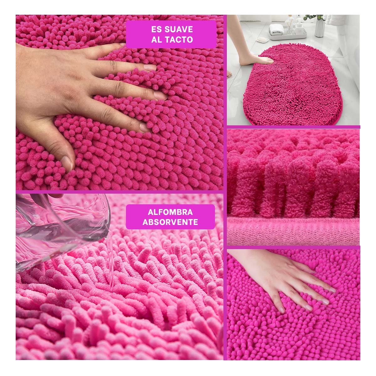 ESTERILLA OVALADA DE MICROFIBRA 40X60CM FUCSIA COMODA PARA HOGAR Y+POST IT - 2