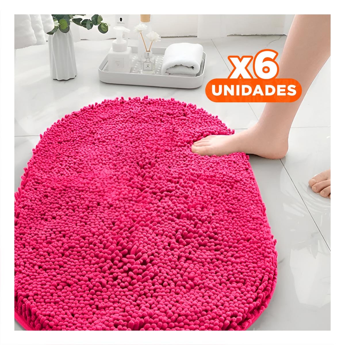 PACK6 ELEMENTO FUNCIONAL OVALADO DE MICROFIBRA 40X60CM FUCSIA PARA BANO Y+PAPEL REGALO - 1