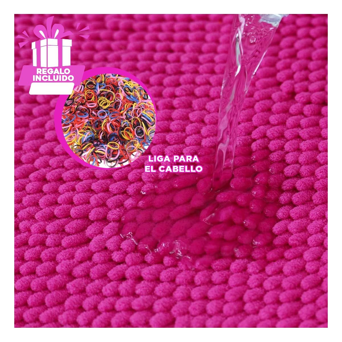 CUBIERTA OVALADA DE MICROFIBRA 40X60CM FUCSIA SUAVE PARA BANO MODERNO Y+LIGAS REGALO - 2