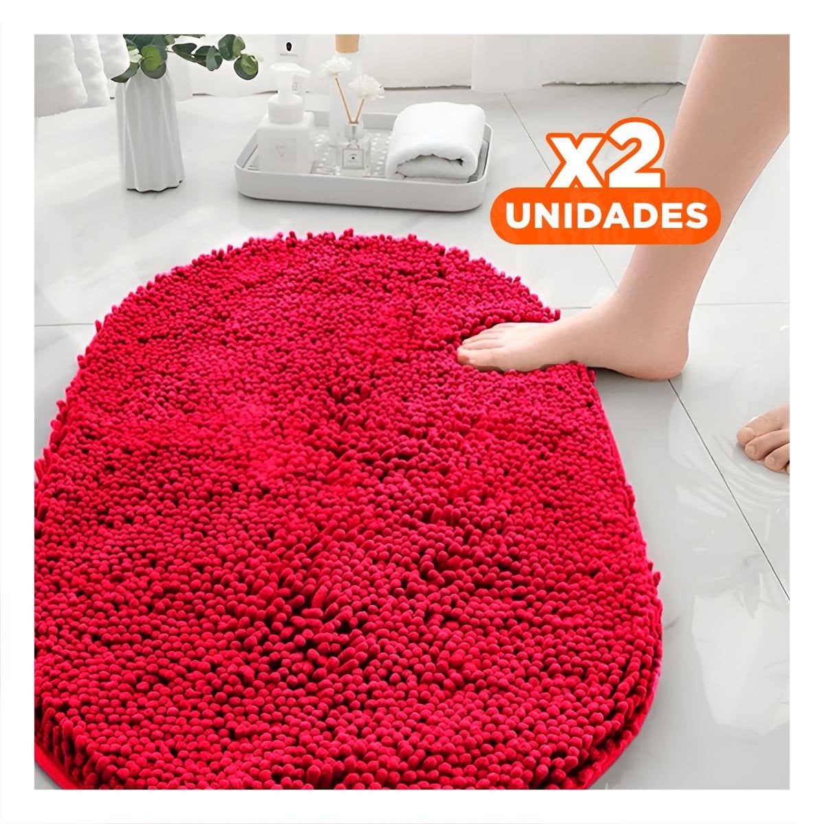 PACK2 COMPLEMENTO TEXTIL OVALADO DE MICROFIBRA 40X60CM ROJO PARA HOGAR Y+PAPEL REGALO - 1