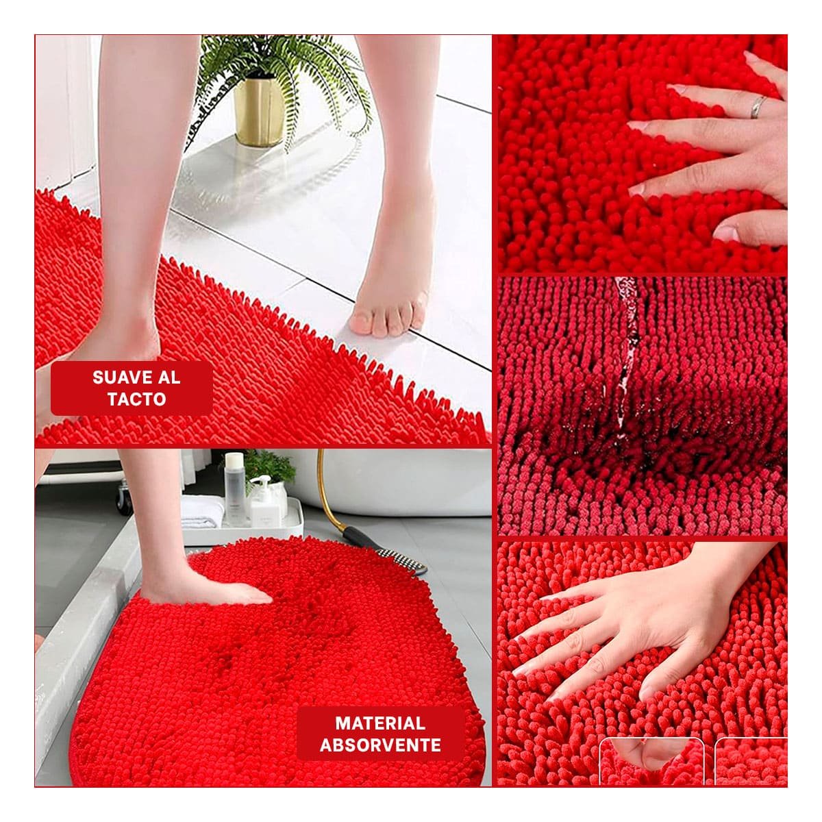 PACK2 COMPLEMENTO TEXTIL OVALADO DE MICROFIBRA 40X60CM ROJO PARA HOGAR Y+PAPEL REGALO - 3