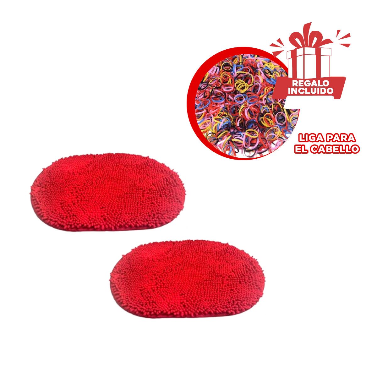 TEXTIL OVALADO DE MICROFIBRA 40X60CM ROJO ABSORBENTE PARA PISO INTERIOR Y+LIGAS REGALO - 2