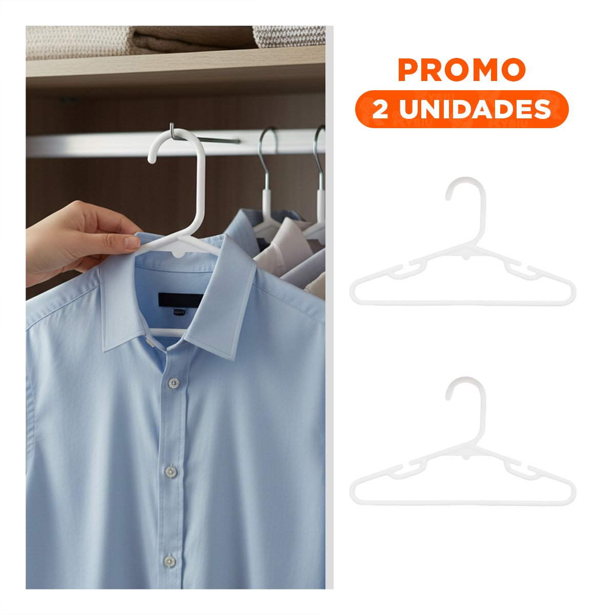 PACK2 COLGADOR PARA OPTIMIZAR ESPACIO EN CLOSET 5 PIEZAS 15X29CM BLANCO Y+REGALO STICKER - 1