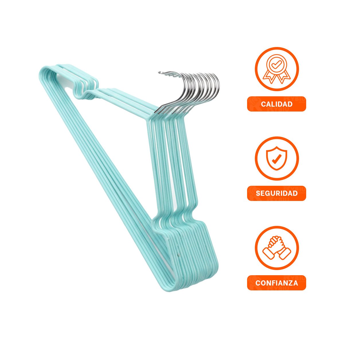 SOPORTE DE ROPA DE ALAMBRE CON PLASTICO VERDE 5 PIEZAS PARA USO DIARIO Y+LIGAS REGALO - 5