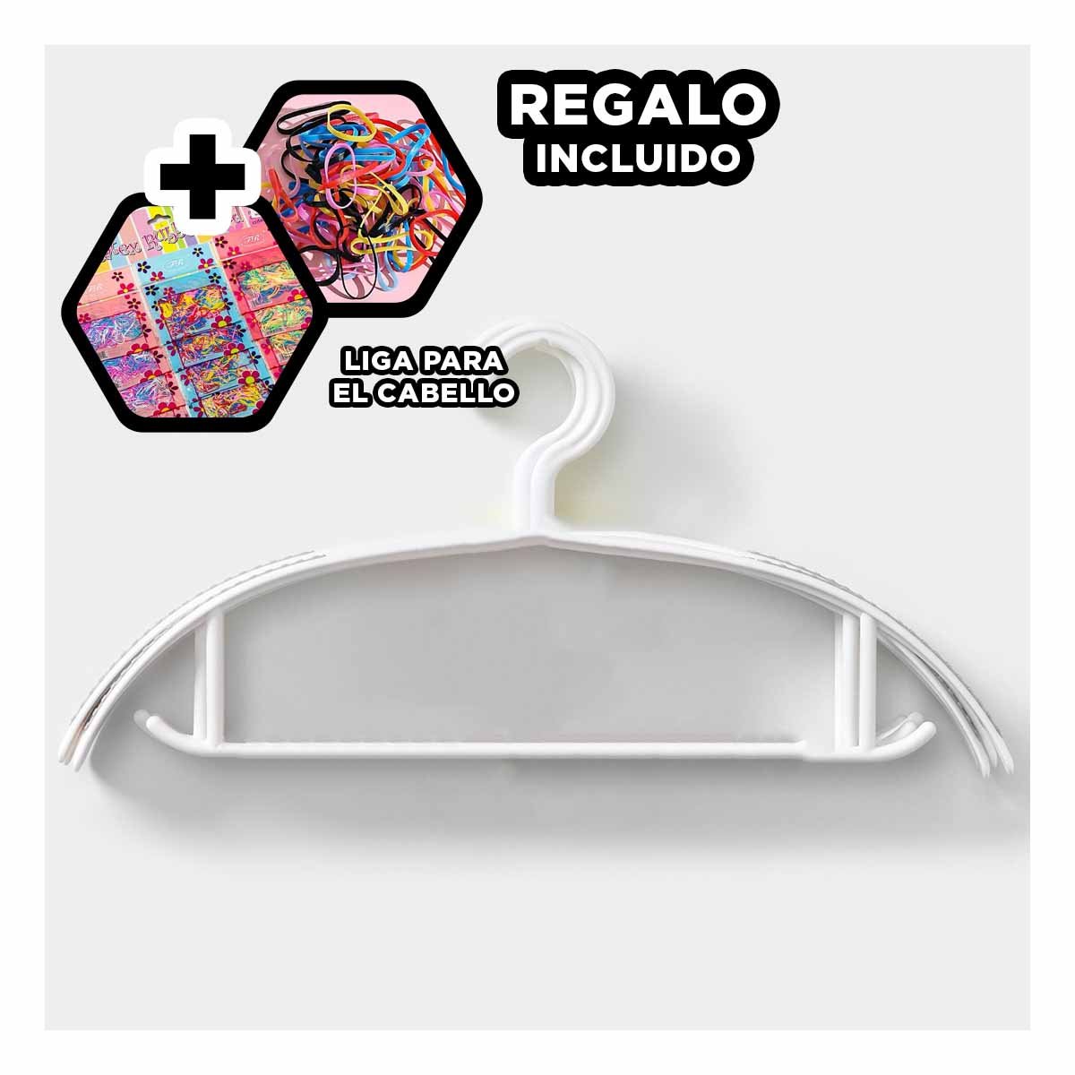 SOPORTE DE ROPA DE PLASTICO BLANCO MEDIA LUNA DE 4 PIEZAS PARA USO DIARIO Y+LIGAS REGALO - 2