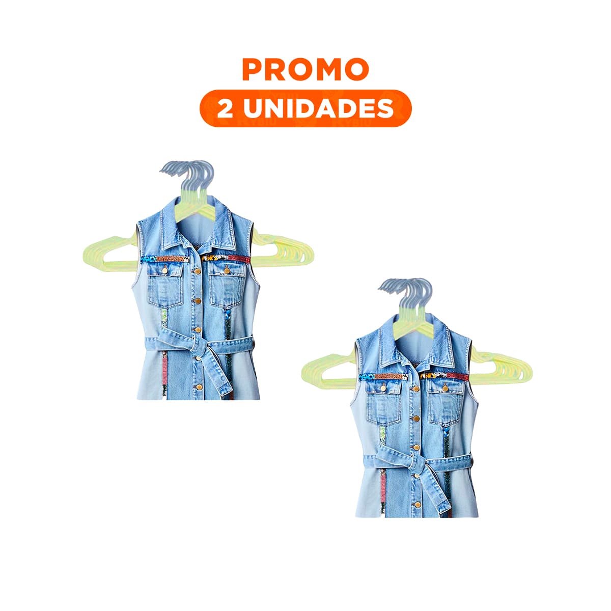 PACK2 COLGANTE PARA PRENDAS DE ALAMBRE CON PLASTICO AMARILLO 5 PIEZAS CASA Y+REGALO STICKER - 1