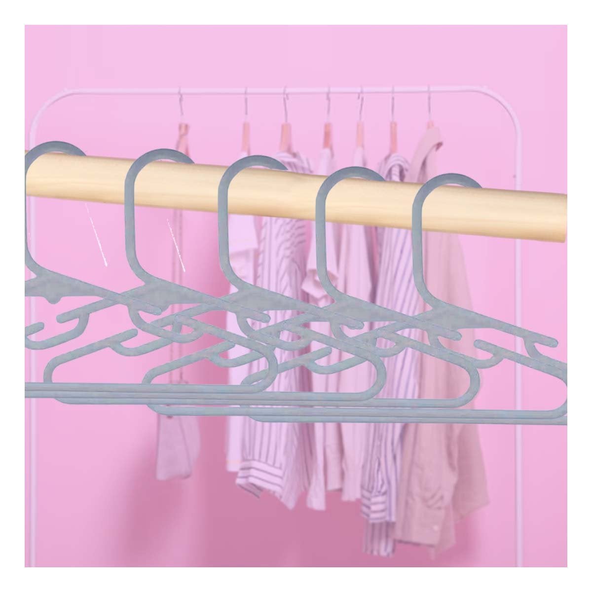 PACK2 COLGADOR DE PLASTICO PARA ROPA LIGERA 5 PIEZAS 15X29CM PLOMO Y+REGALO STICKER - 5