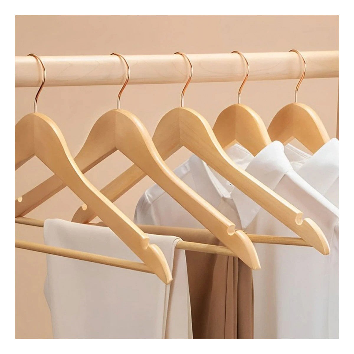 PACK2 ORGANIZADOR DE PRENDAS DE MADERA COLOR MOSTAZA 3 PIEZAS PARA CLOSET - 3