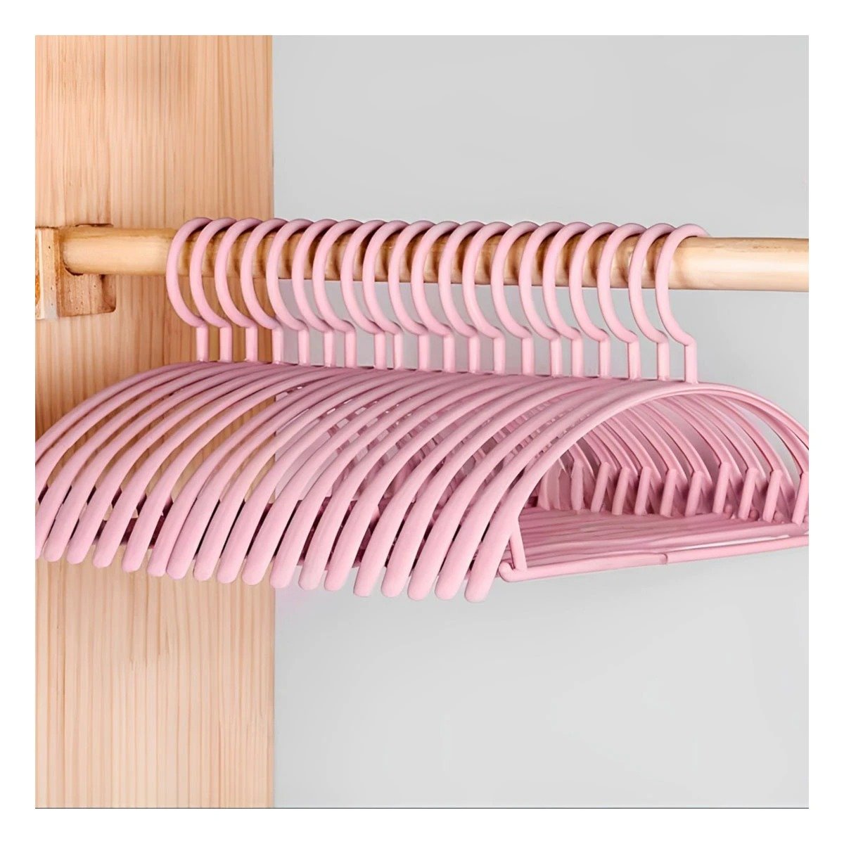 PACK6 PERCHA LIVIANA DE PLASTICO ROSADO MEDIA LUNA DE 4 PIEZAS PARA CASA Y+PAPEL REGALO - 5