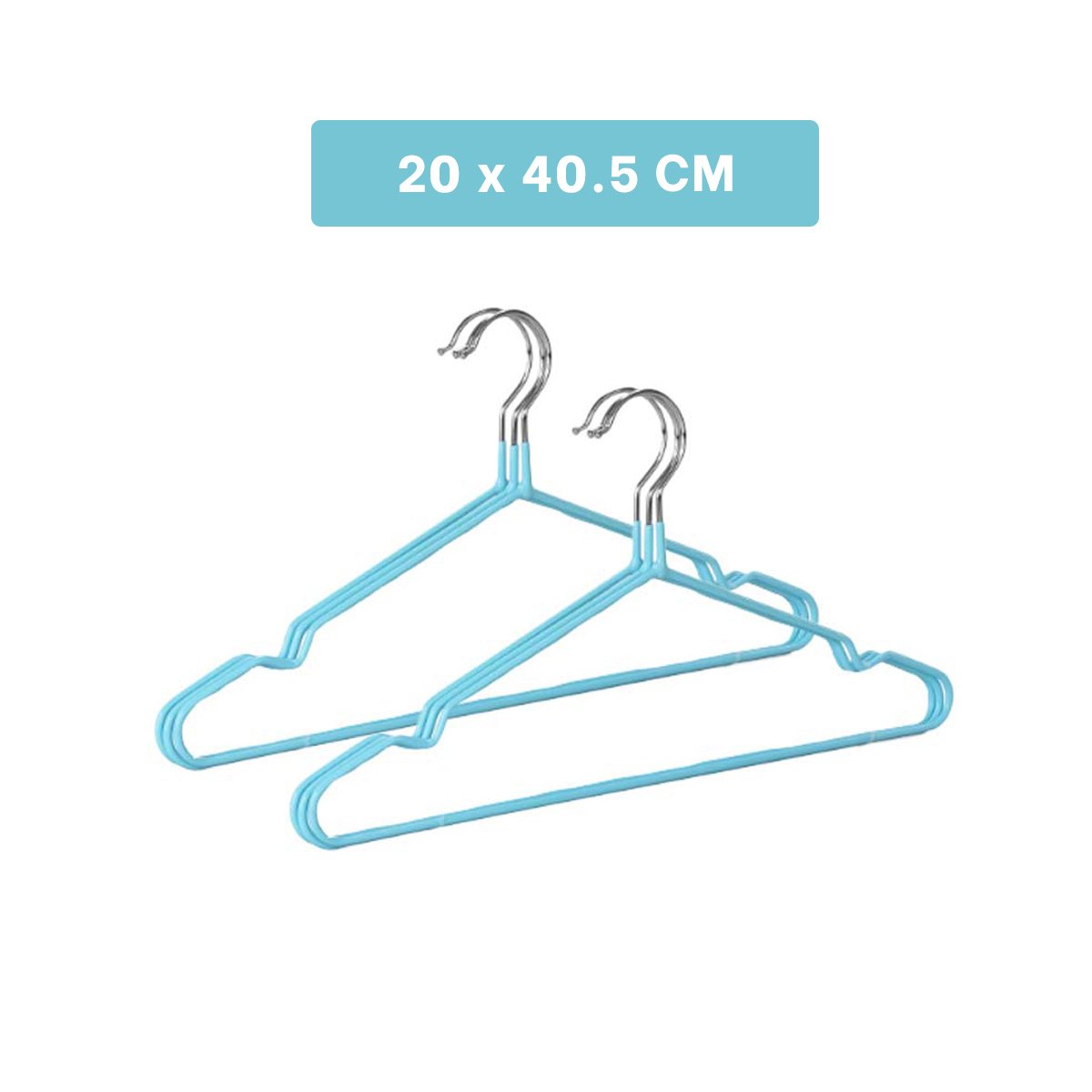 PACK4 PERCHA DE ROPA CLASICA QUE NUNCA FALLA 5 PIEZAS 20X40,5CM CELESTE Y+REGALO STICKER - 4