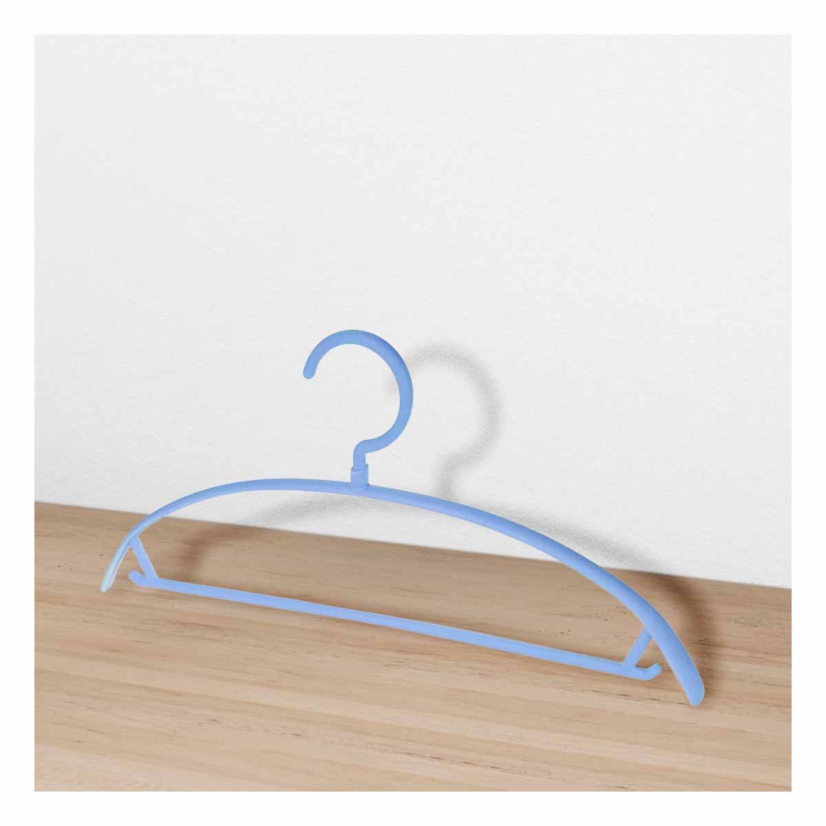 GANCHO DE ROPA DE PLASTICO AZUL MEDIA LUNA 4 PIEZAS PARA GUARDAR PRENDAS Y+PAPEL REGALO - 1