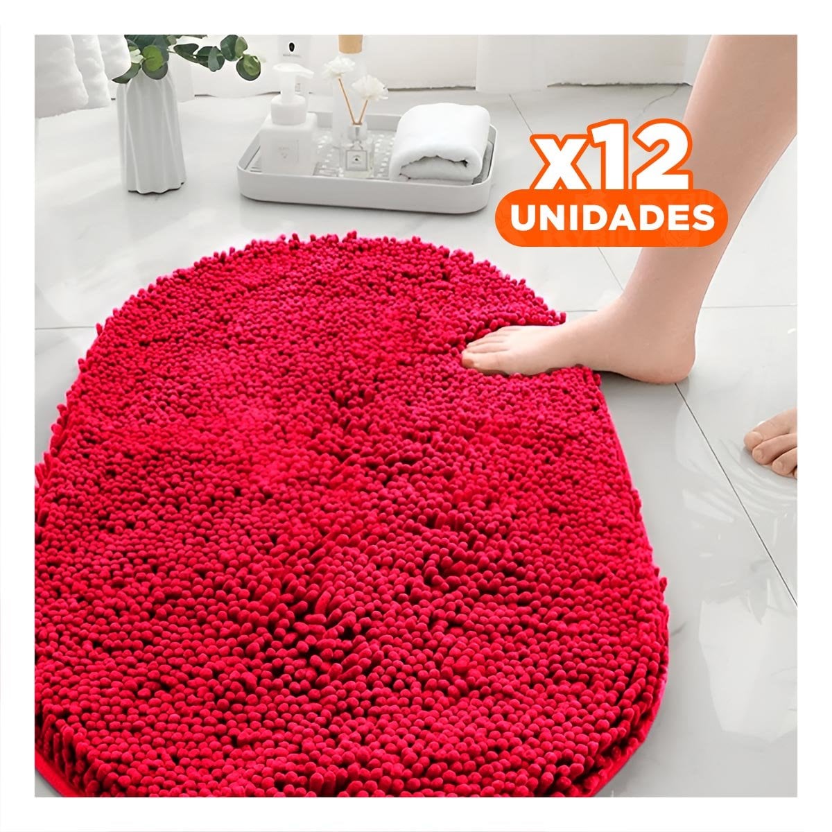 PACK12 COMPLEMENTO OVALADO DE MICROFIBRA 40X60CM ROJO SUAVE Y FUNCIONAL Y+REGALO STICKER - 1