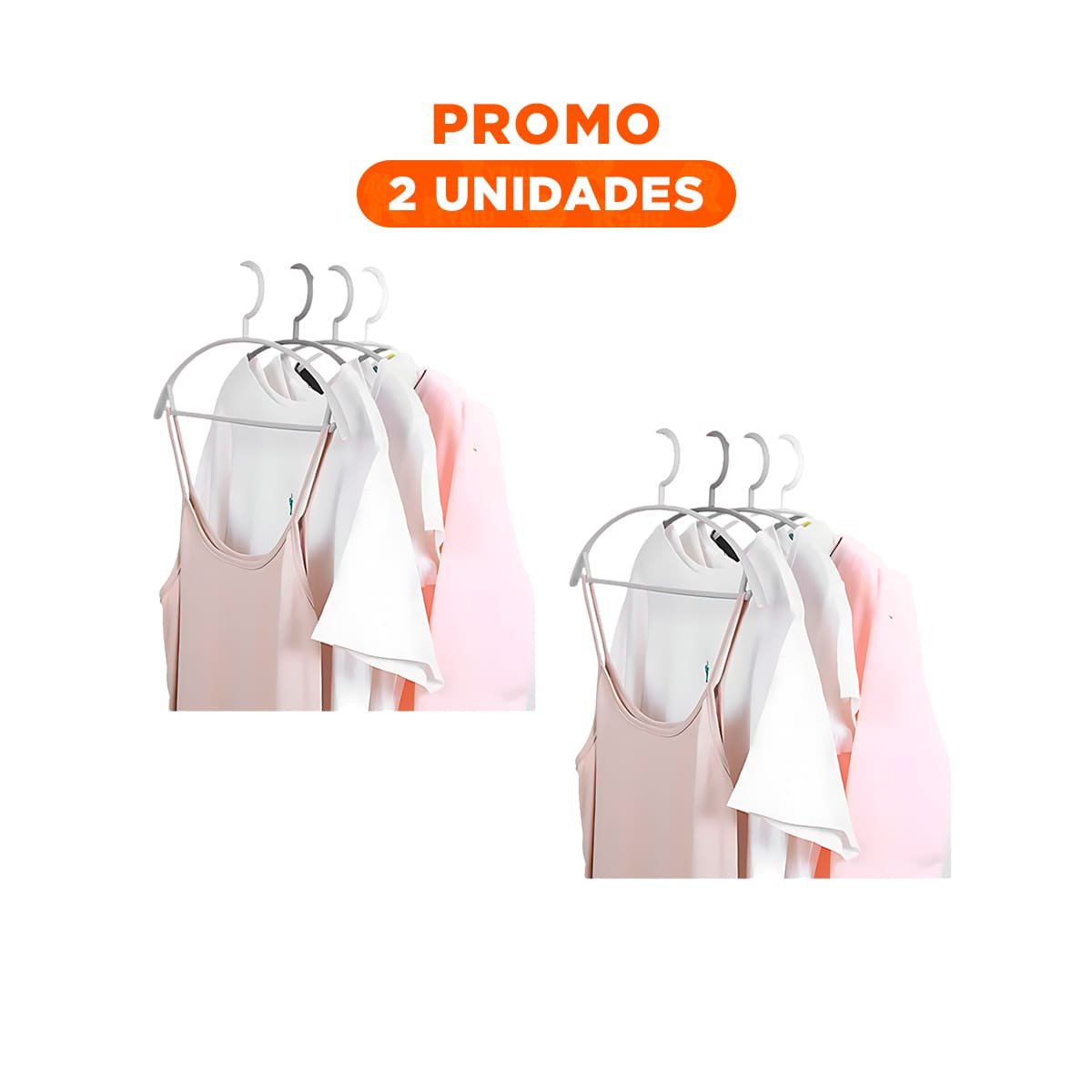 PACK2 PERCHA CURVA DE PLASTICO PLOMO MEDIA LUNA DE 4 PIEZAS PARA CLOSET Y+REGALO STICKER - 1