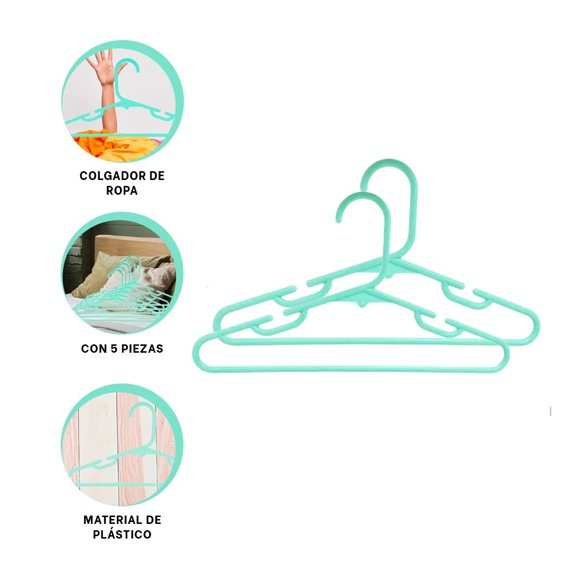 HOLDER DE PLASTICO PARA ROPA FACIL 5 PIEZAS 15X29CM VERDE Y+PAPEL REGALO - 5