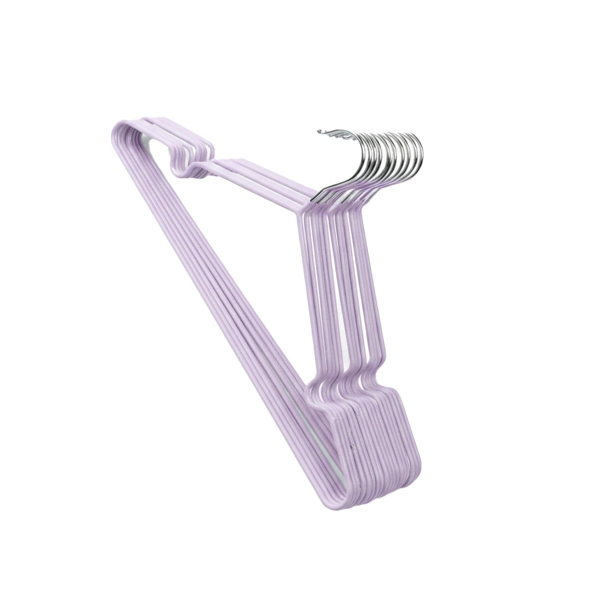PERCHA DE ROPA DE ALAMBRE CON PLASTICO LILA 5 PIEZAS PARA CLOSET HOGAR Y+REGALO STICKER - 1