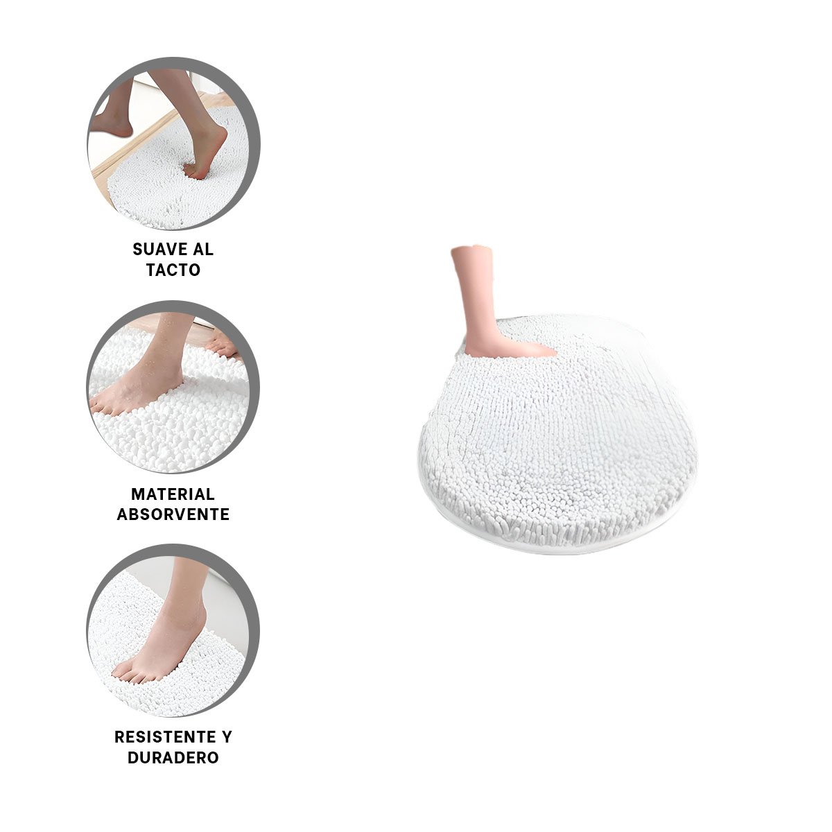 PACK6 TAPIZ OVALADO DE MICROFIBRA 40X60CM CREMA SUAVE PARA ESPACIOS INTERIORES Y+REGALO STICKER - 2