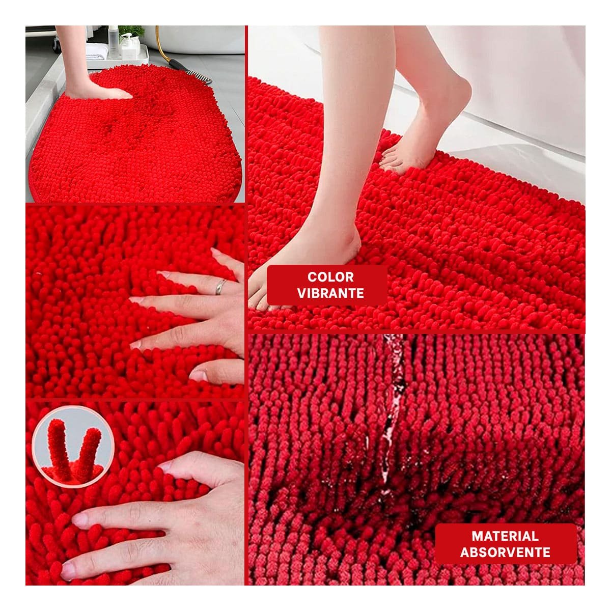 SUPERFICIE OVALADA DE MICROFIBRA 40X60CM ROJO PARA USO DIARIO EN BANO Y+POST IT - 2