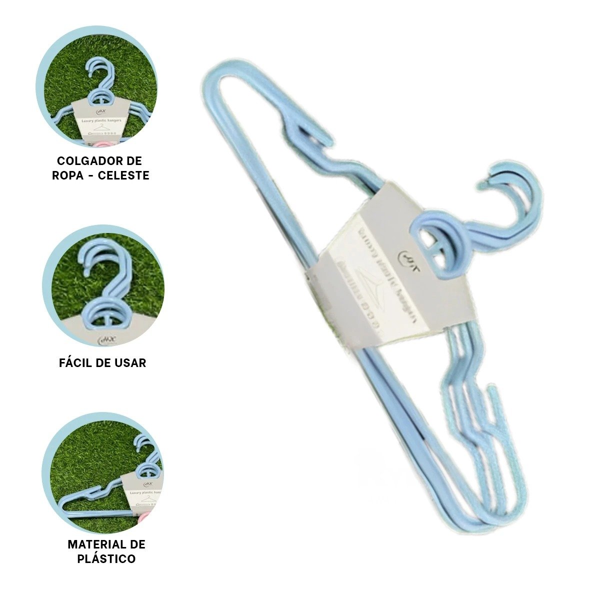 SUJETADOR DE ROPA DE PLASTICO CELESTE CIRCULO EN MEDIO DE 4 PIEZAS HOGAR Y+POST IT - 5