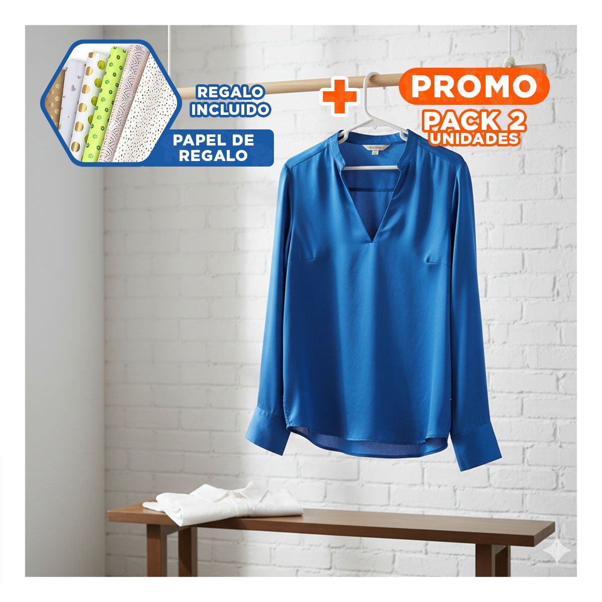 PACK2 COLGADOR DE PLASTICO PARA FACILITAR ORDEN 5 PIEZAS 15X29CM BLANCO Y+PAPEL REGALO - 1