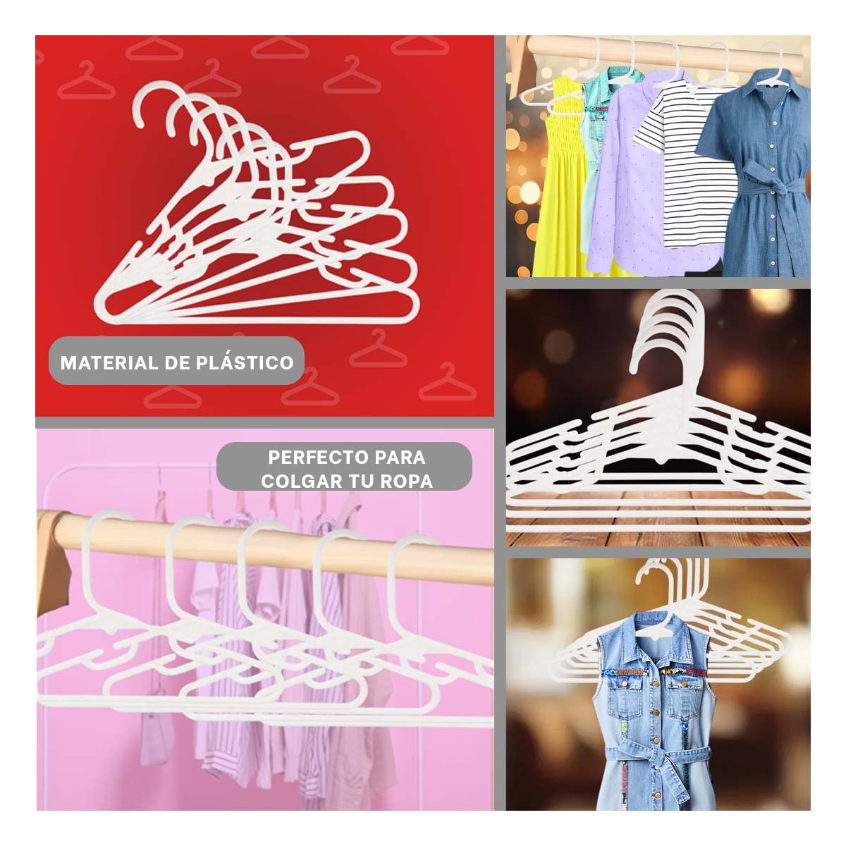 PACK2 COLGADOR DE PLASTICO PARA FACILITAR ORDEN 5 PIEZAS 15X29CM BLANCO Y+PAPEL REGALO - 3