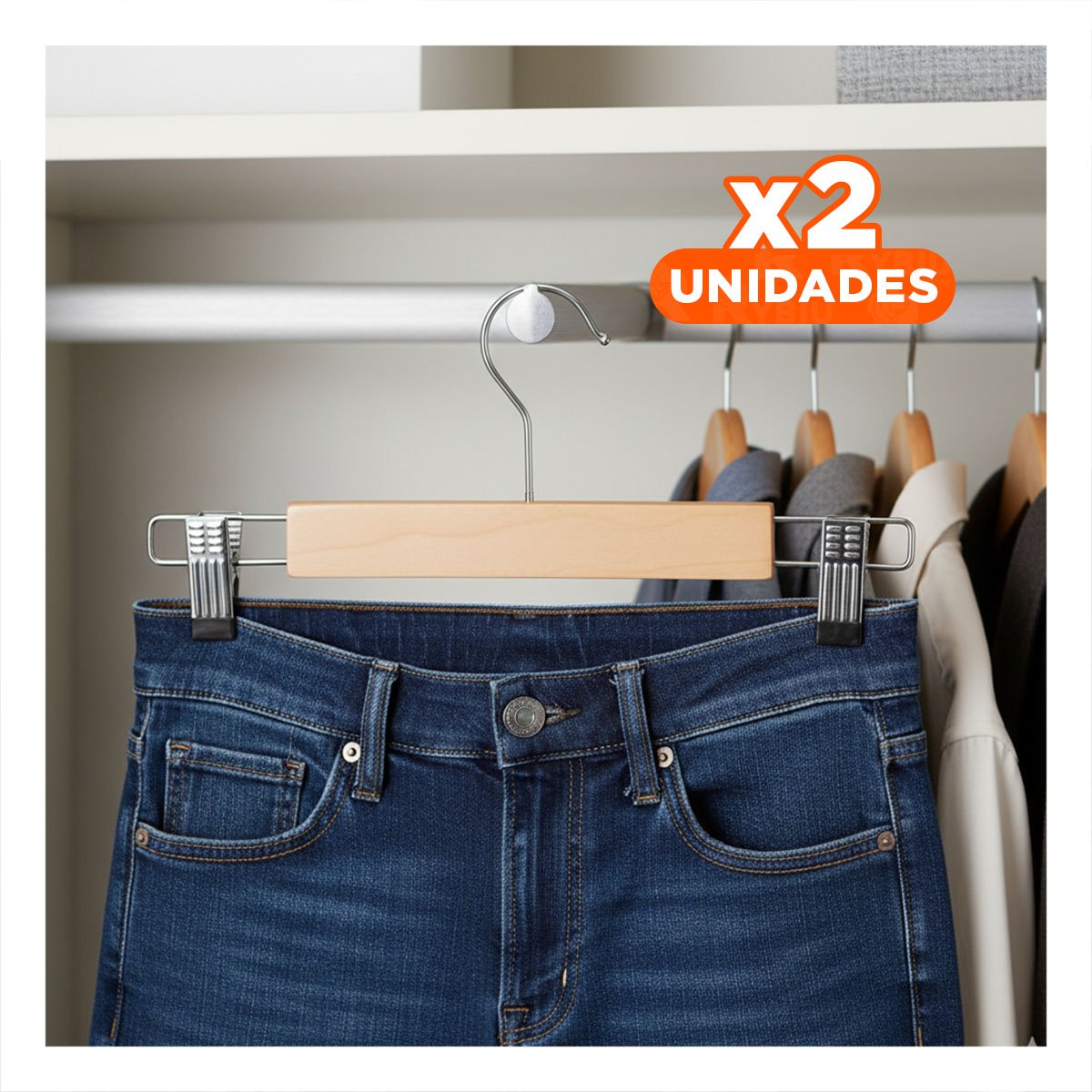 PACK2 RACK PARA COLGAR VESTIDOS INFANTILES 2 GANCHOS DE METAL 33CM MOSTAZA - 1