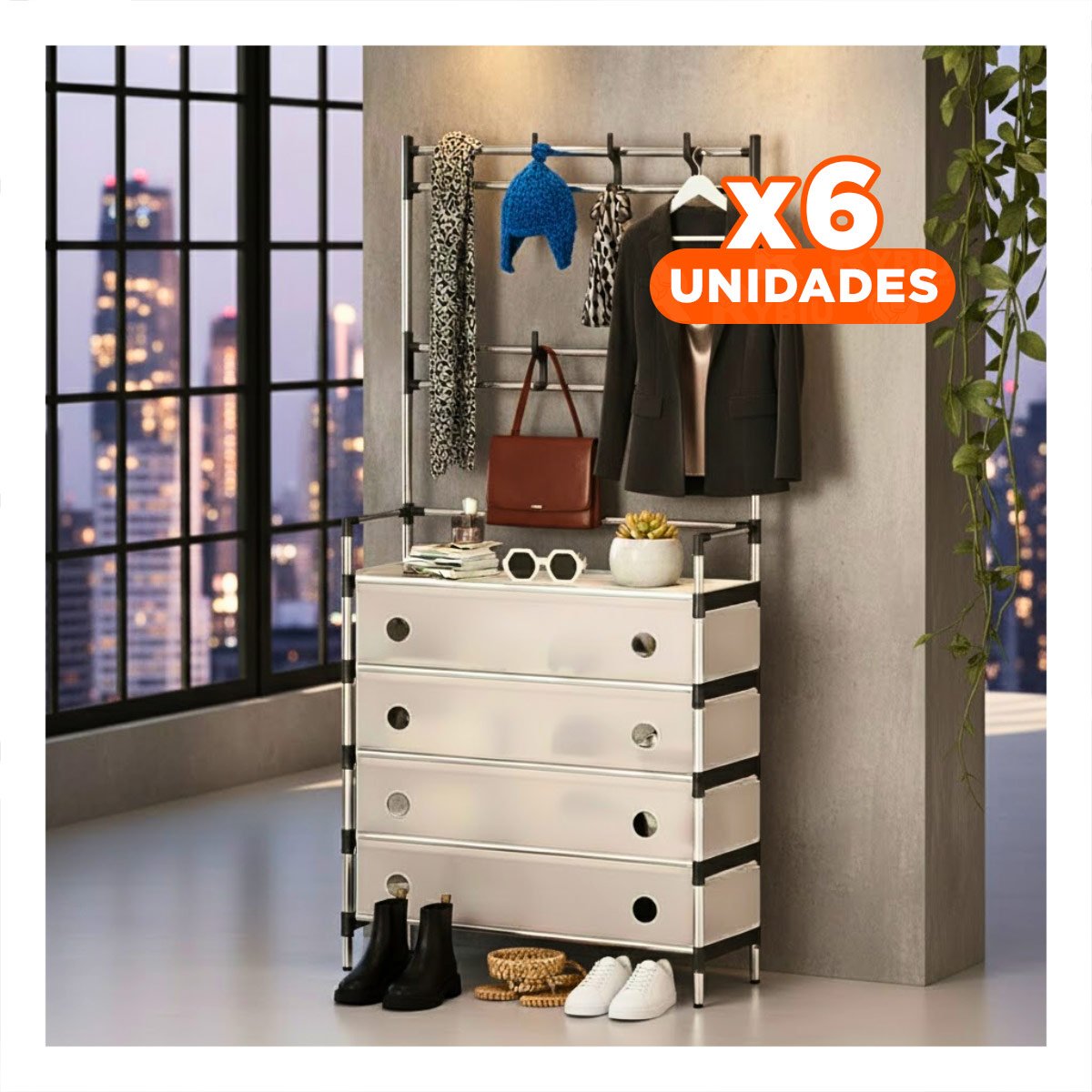 PACK6 ORGANIZADOR CERRADO CON PERCHERA PARA ESPACIOS DE CASA Y HOGAR - 1