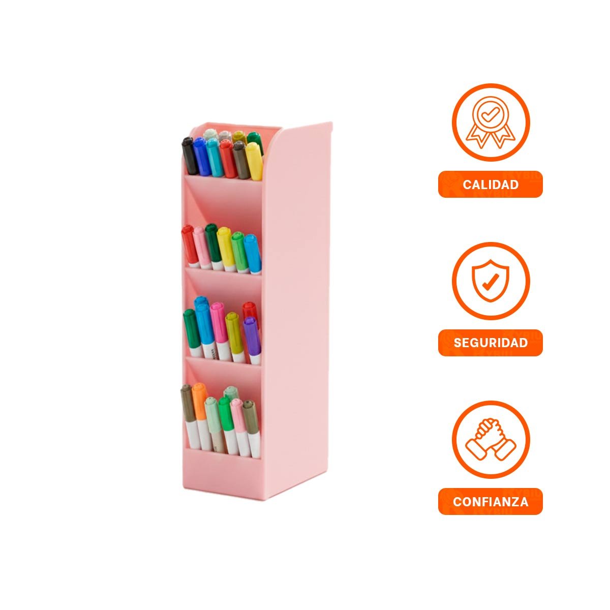 ORGANIZADOR PARA AREA LABORAL CON VISTA INCLINADA ROSADO DE DIMENSIÓN 20,5X5X9CM Y+LIGAS REGALO - 5